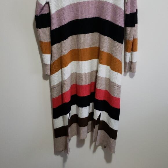 Allison Joy Open Front Gabby Stripe Sweater Cardigan Duster - Picture 9 of 10